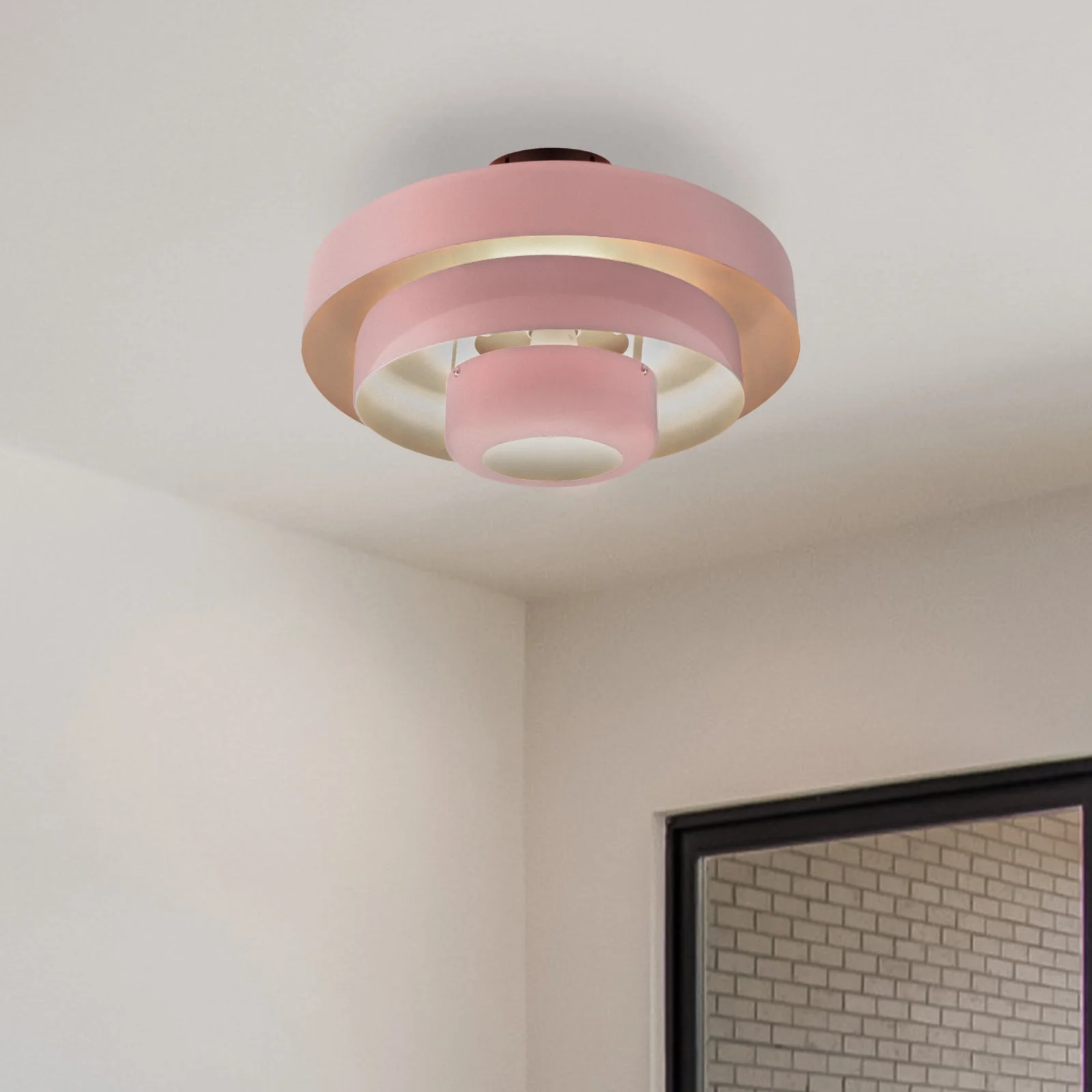 Mid-Century Modern Iron Flush Mount Ceiling Light with Tiered Geometric Design