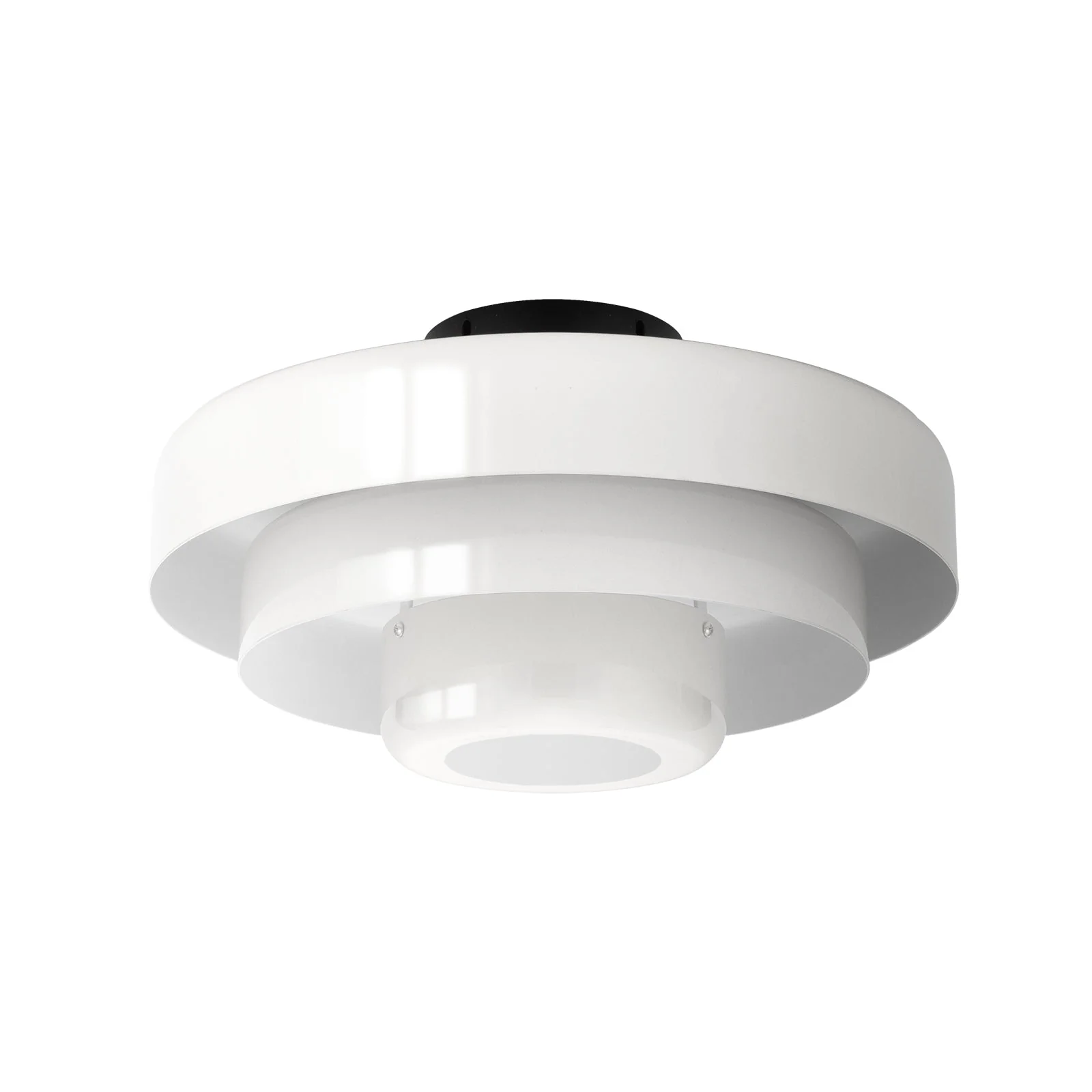 Mid-Century Modern Iron Flush Mount Ceiling Light with Tiered Geometric Design