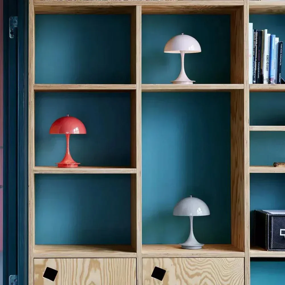 Mid-Century Modern Wireless Dimmable LED Table Lamp with Dome Shade