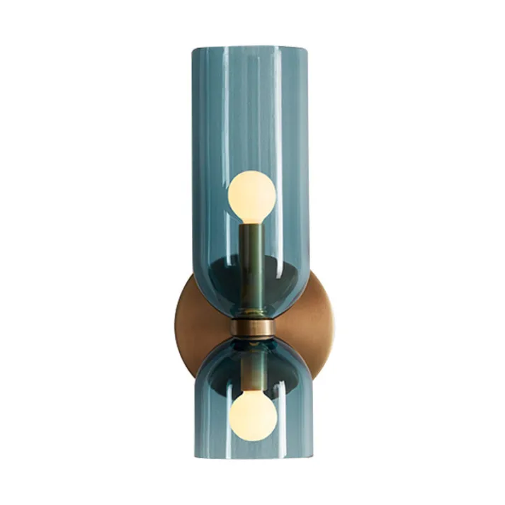 Modern Dual Glass Wall Sconce �C Minimalist LED Up and Down Light Fixture