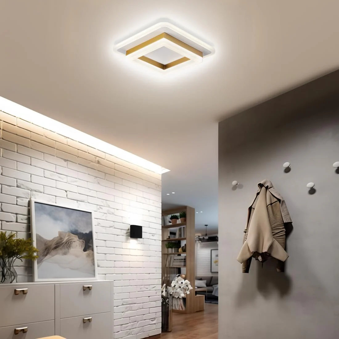 Modern Square LED Flush Mount Ceiling Light �C Minimalist Hallway & Bedroom Fixture