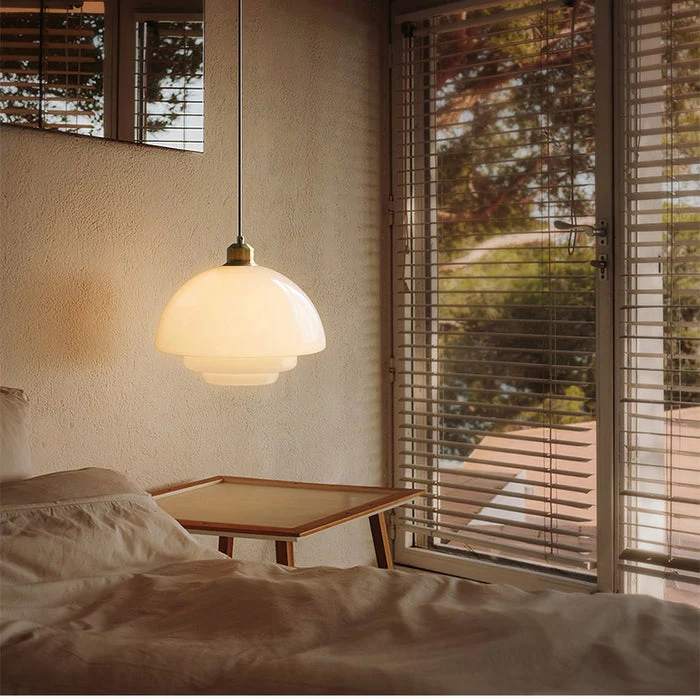 Modern Minimalist Glass Pendant Lamp with Brass Accents