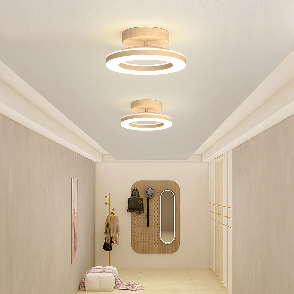 Modern Acrylic Flush Mount LED Ceiling Light �C Round Double Ring Hallway Fixture