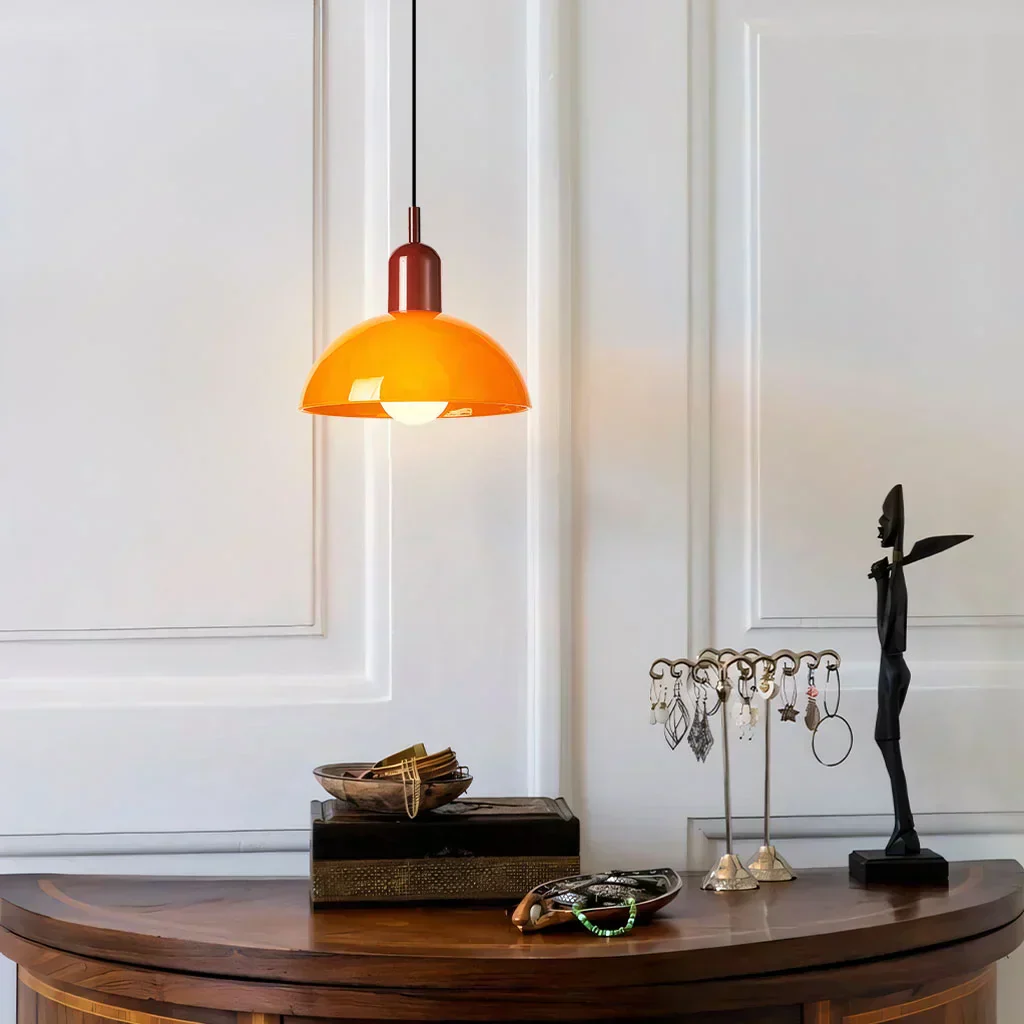 Modern Glass Bowl Pendant Light - Sleek Dome Design with LED Illumination