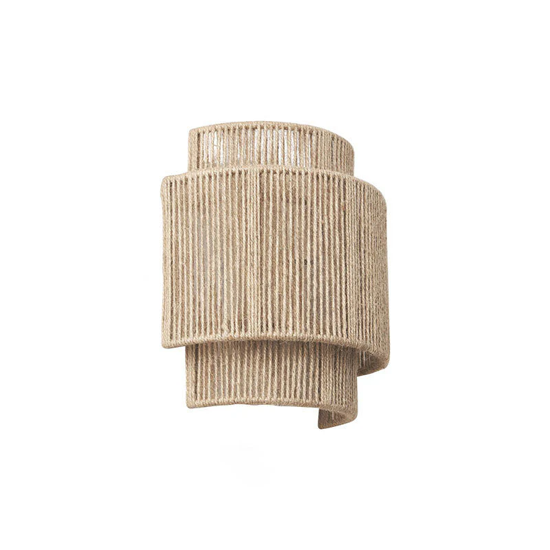 Japanese Woven Rope Wall Light �C Boho Coastal Dual-Tier Sconce for Living Room/Bedroom