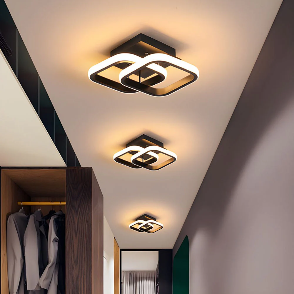 Modern LED Ceiling Light with Sculptural Loop Design �C Iron & Acrylic Flush Mount