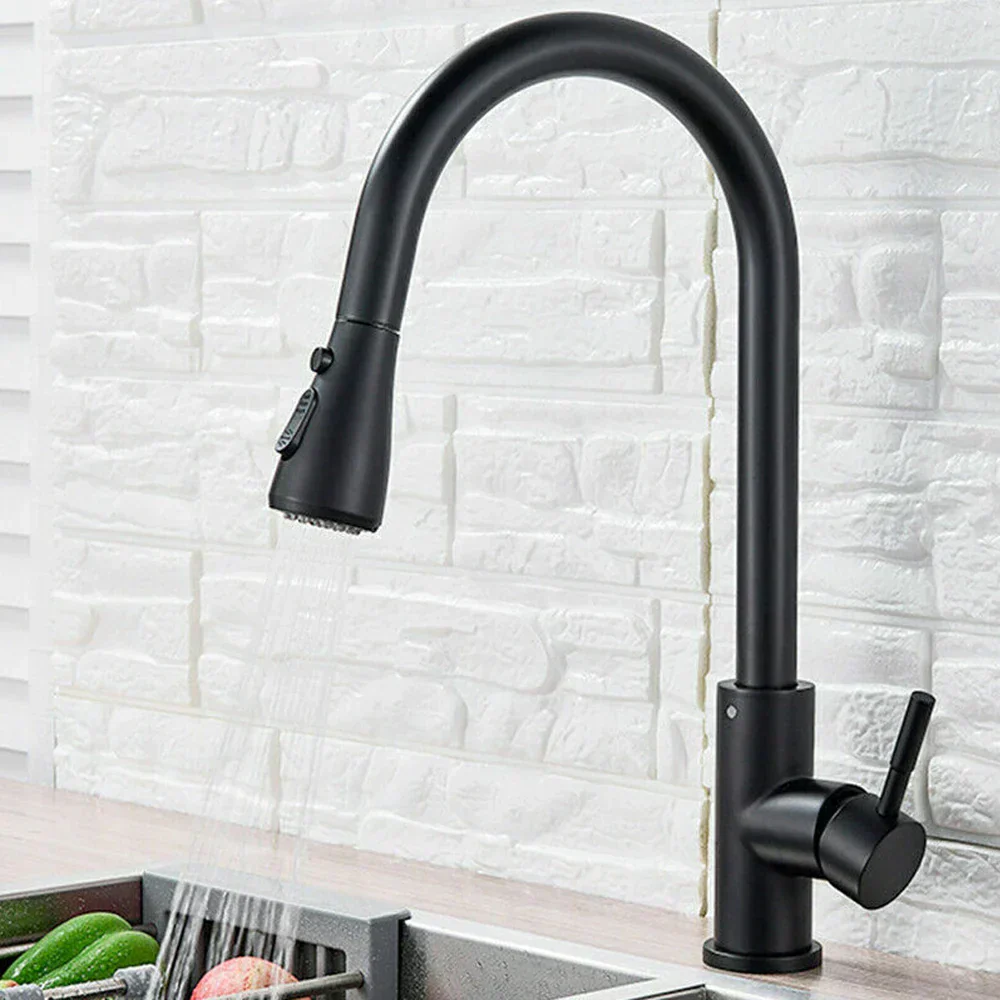 Modern Pull-Down Kitchen Faucet with Spray, Stainless Steel, Easy Install