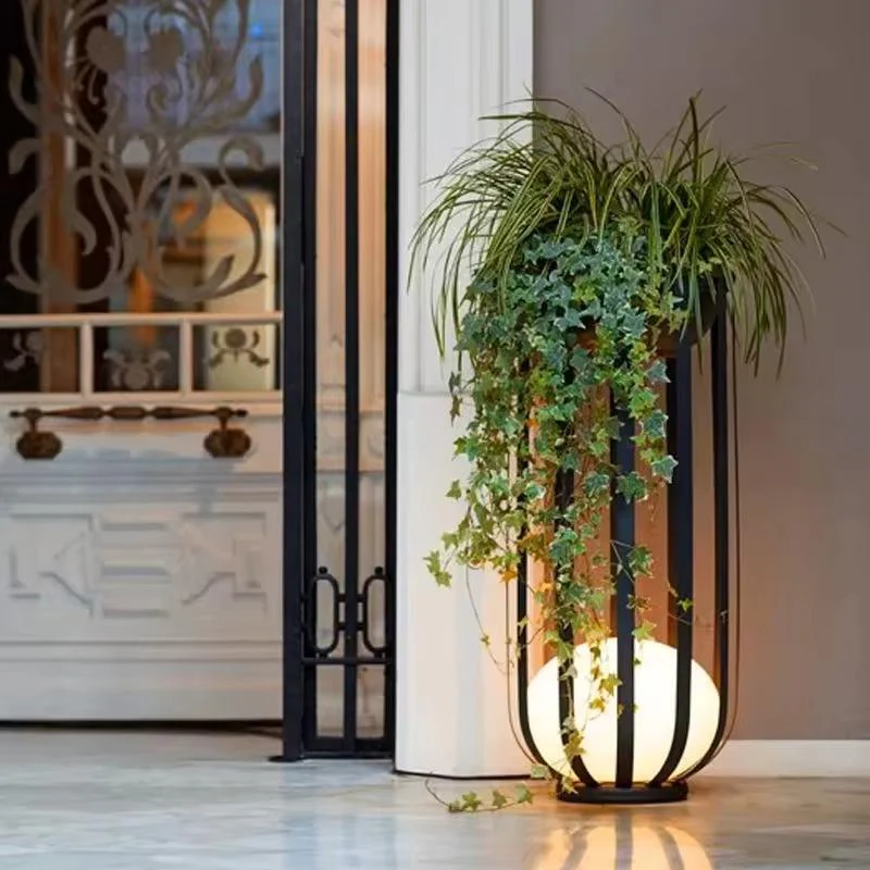 Solar-Powered Wall Planter with LED Light - Modern Garden Accent