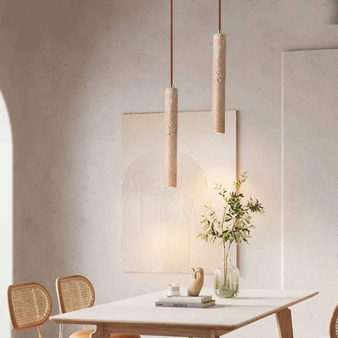 Minimalist Travertine Wabi-Sabi LED Pendant Light for Modern Homes