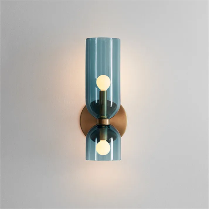 Modern Dual Glass Wall Sconce �C Minimalist LED Up and Down Light Fixture