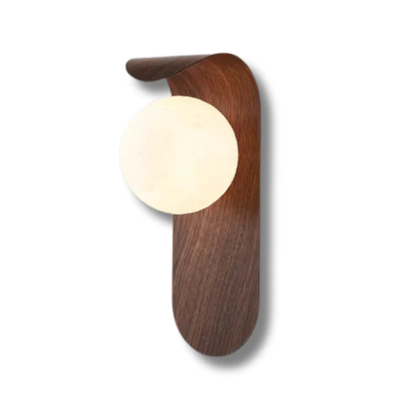 Modern Walnut Wood Wall Sconce �C Minimalist LED Light for Ambient Interior Lighting