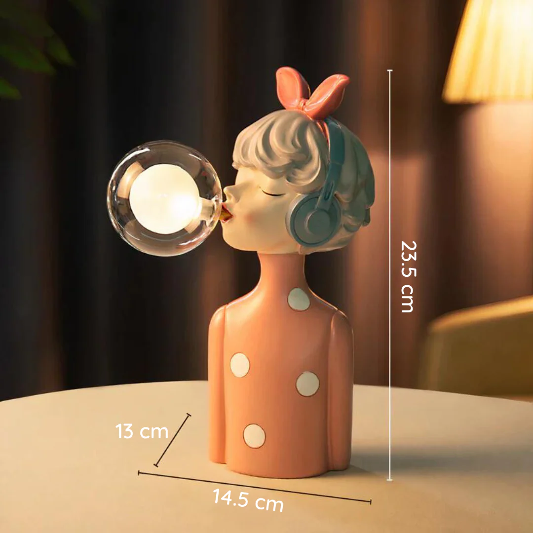Handcrafted Whimsical Figurine Table Lamp with USB and Playful Bubble Design
