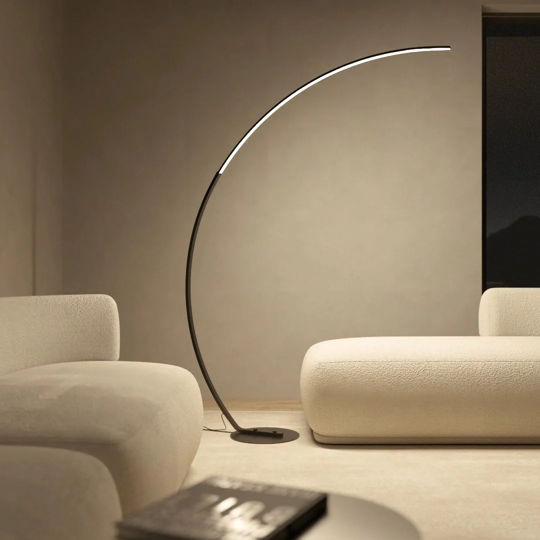 Modern Arched LED Floor Lamp �C Minimalist Design with Dimmable Foot Switch & Smart Control
