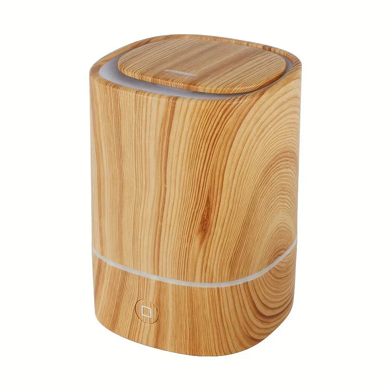 Minimalist Wood-Grain Essential Oil Diffuser with LED Light & USB Power