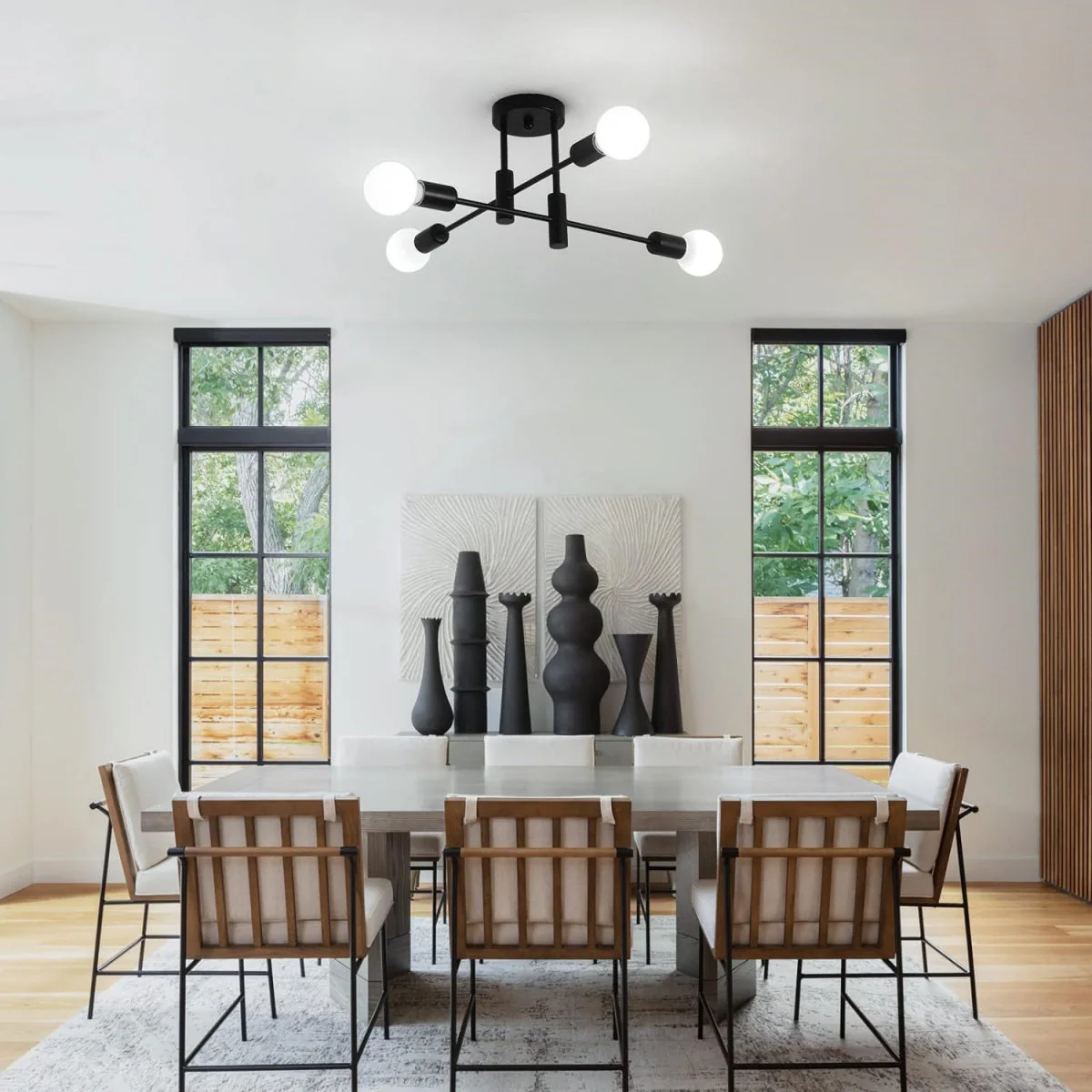 Modern Nordic Flush Ceiling Light �C Minimalist Metal Fixture with Geometric Design