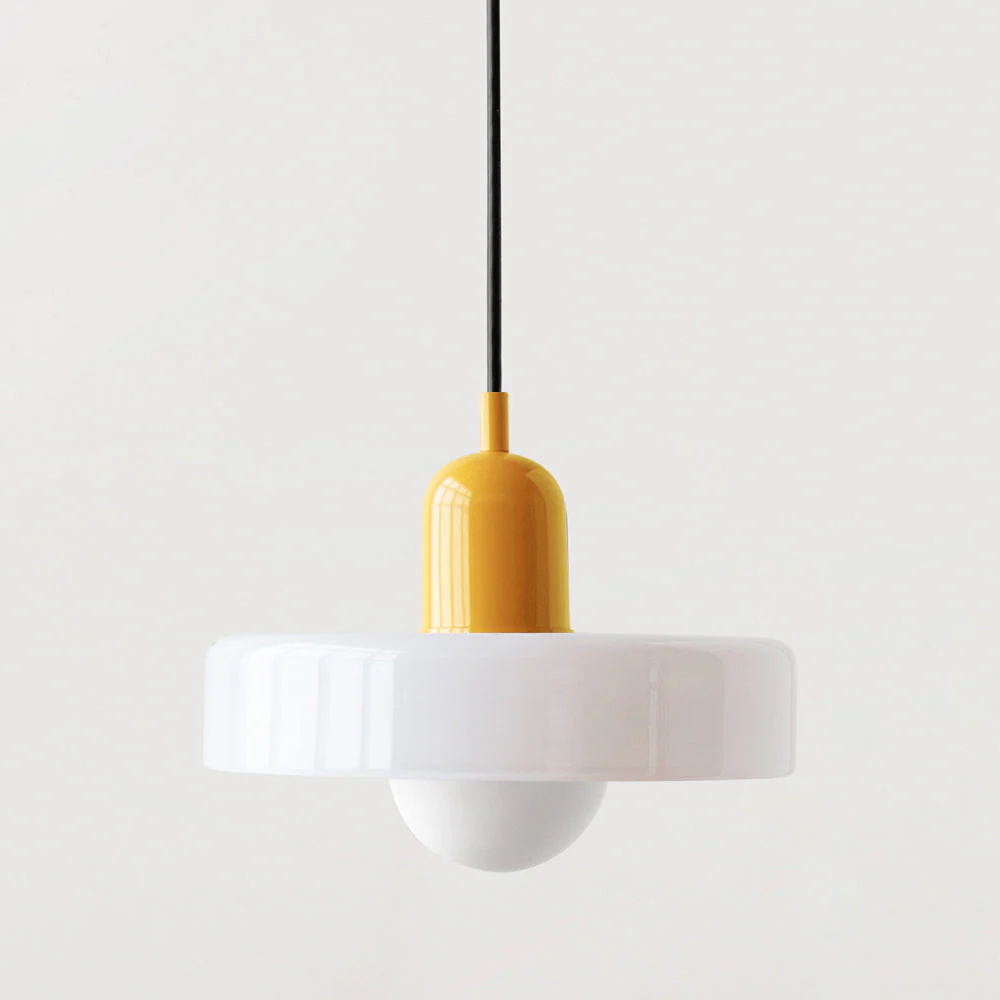 Modern Bauhaus Pendant Light with Glossy Glass Shade