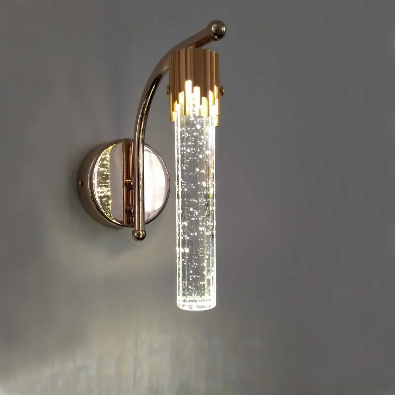 Crystal Wall Sconce Light �C Modern Bubble Glass Design with Elegant Curved Mount