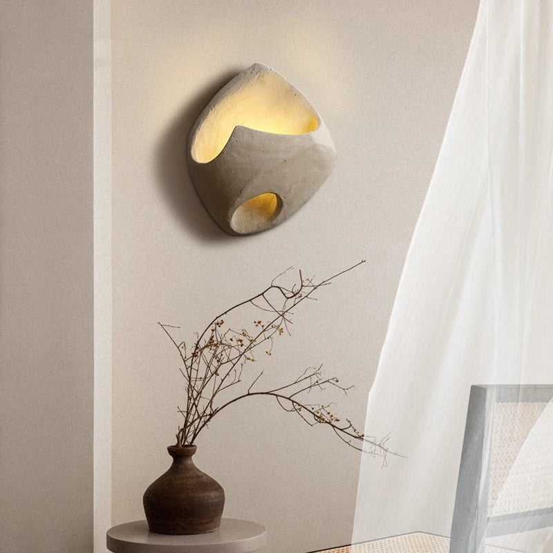 Wabi-Sabi Cement Wall Light �C Modern Sculptural LED Sconce with Organic Design
