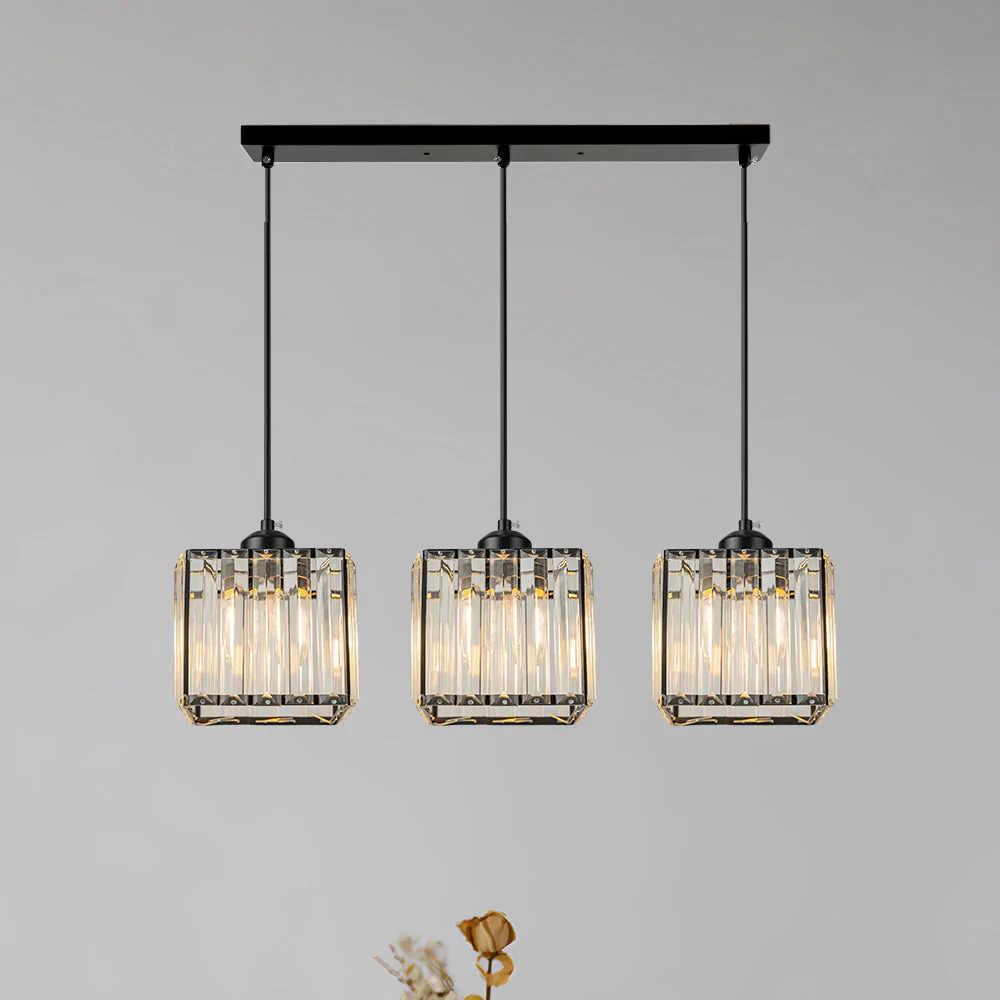 Modern Multi-Light Glass Pendant Light �C Sleek Geometric Design for Kitchen or Dining Room