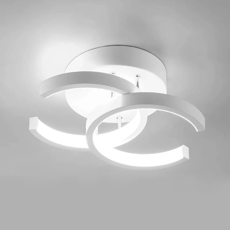 Modern LED Ceiling Light with Sculptural Loop Design �C Iron & Acrylic Flush Mount