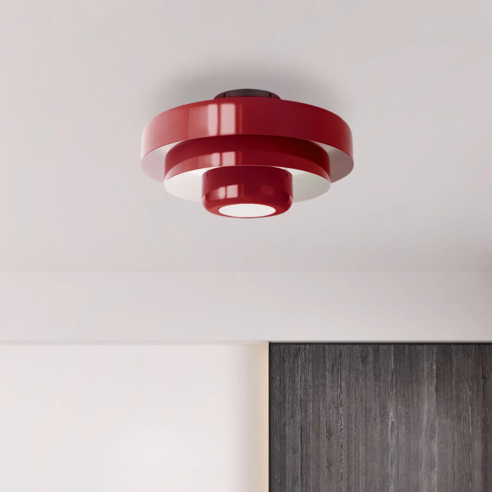 Mid-Century Modern Iron Flush Mount Ceiling Light with Tiered Geometric Design
