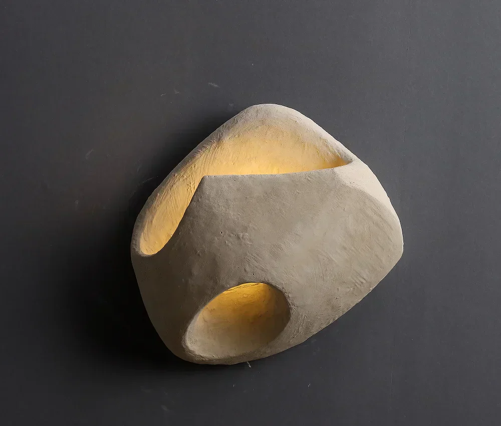 Wabi-Sabi Cement Wall Light �C Modern Sculptural LED Sconce with Organic Design