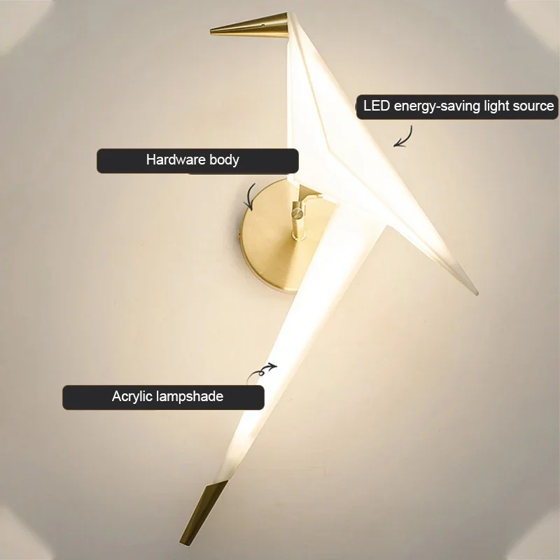Modern Origami Bird Wall Sconce �C LED Warm Light, Matte Finish, Artistic Design