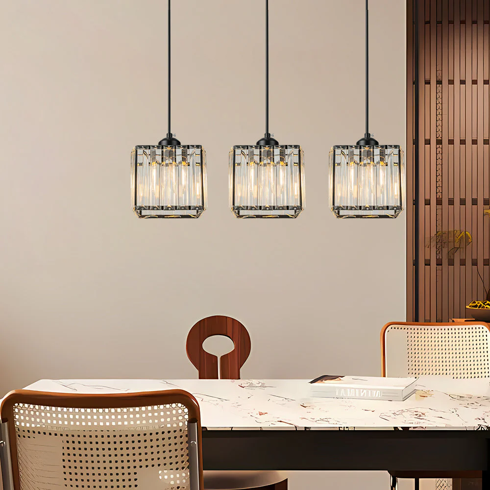 Modern Multi-Light Glass Pendant Light �C Sleek Geometric Design for Kitchen or Dining Room