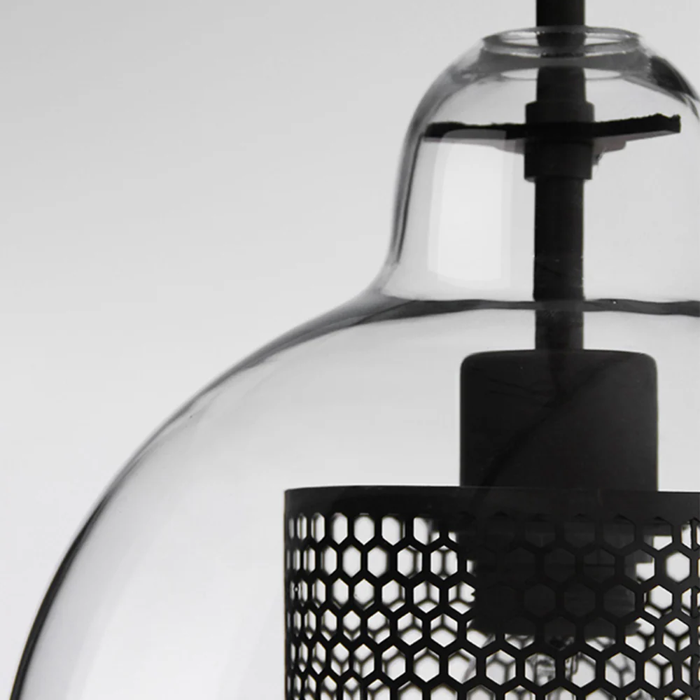 Modern Glass Pendant Light with Perforated Metal Inner Shade �C Contemporary Ceiling Fixture