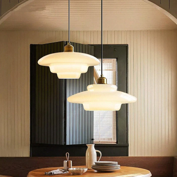 Modern Minimalist Glass Pendant Lamp with Brass Accents
