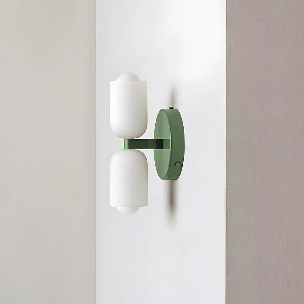 Modern Double Wall Light with Cylindrical Shades �C Sleek Metal Sconce for Indoor Use
