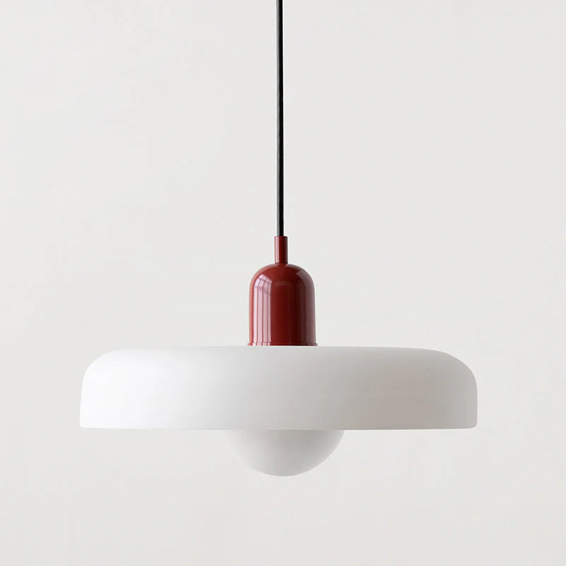 Modern Bauhaus Pendant Light with Glossy Glass Shade
