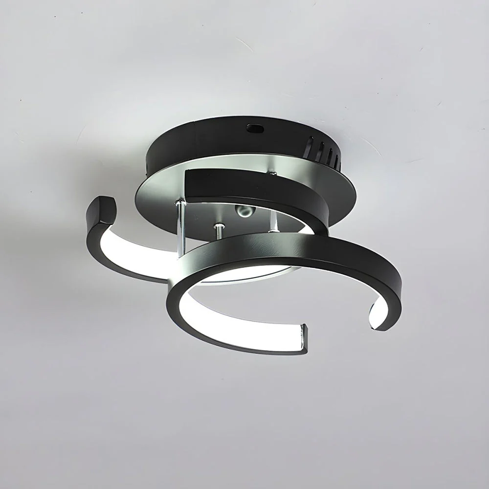 Modern LED Ceiling Light with Sculptural Loop Design �C Iron & Acrylic Flush Mount