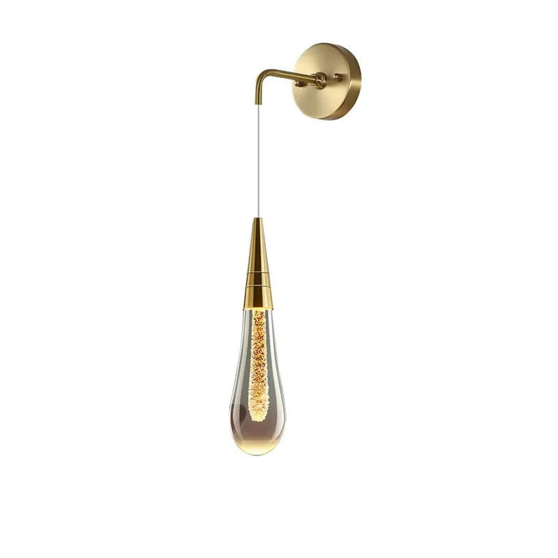 Teardrop Glass Wall Light �?Elegant Minimalist Pendant Lamp with Warm LED Glow
