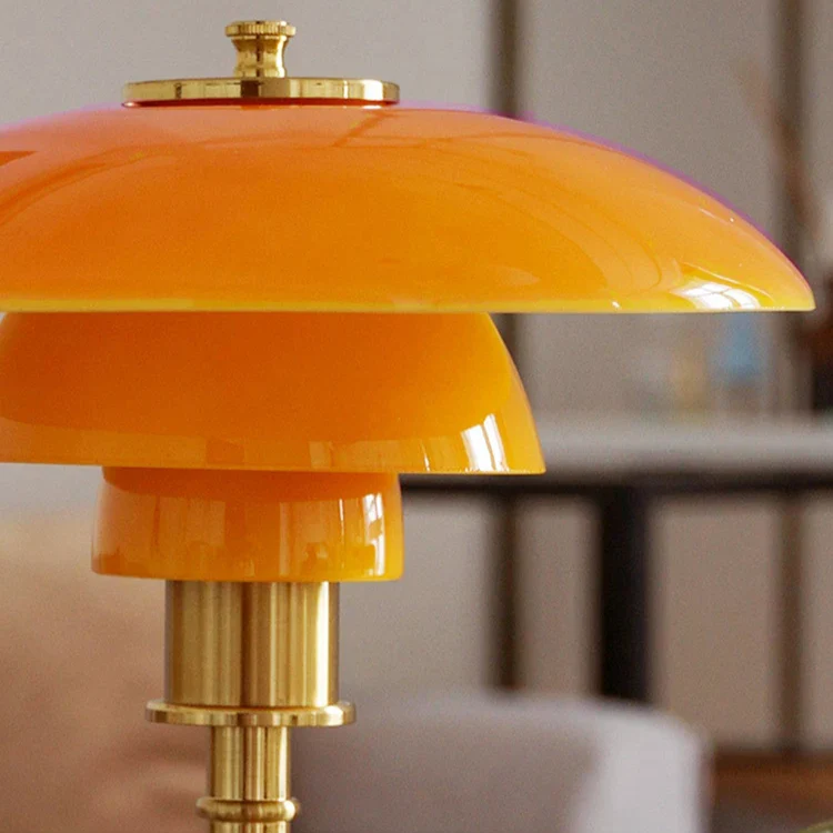 Scandinavian Art Deco Table Lamp with Glossy Dome Shade