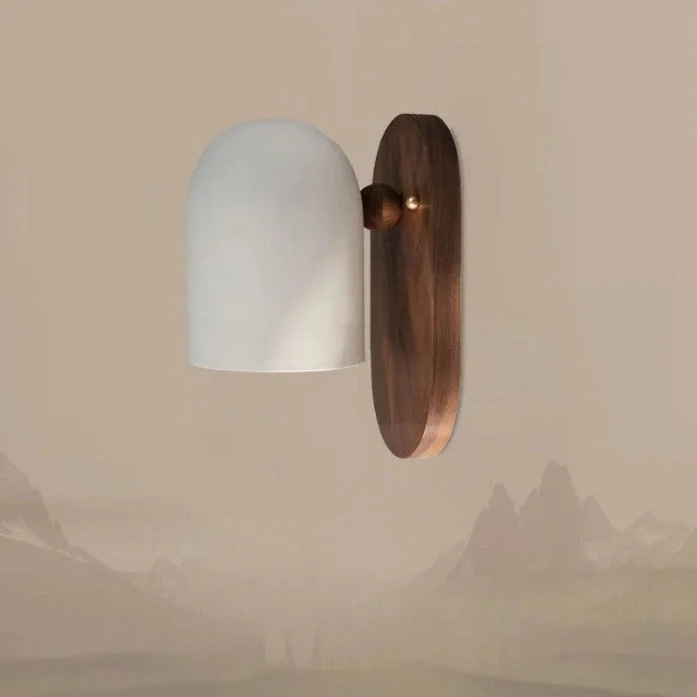 Modern Wabi-Sabi Walnut Wall Sconce - Minimalist LED Lighting Fixture