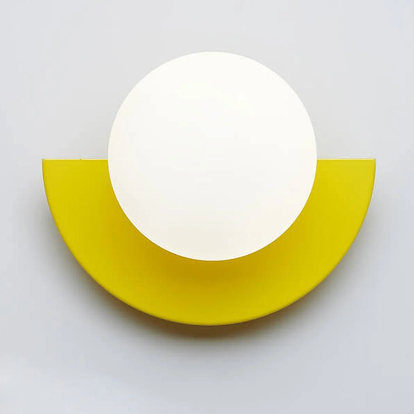 Glass Globe Wall Sconce, Modern Minimalist Light with Geometric Semicircle Base