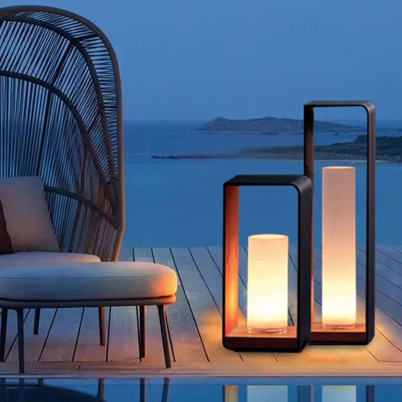 Modern Outdoor LED Patio Lantern �C Minimalist Waterproof Garden Light, Solar/Hardwired