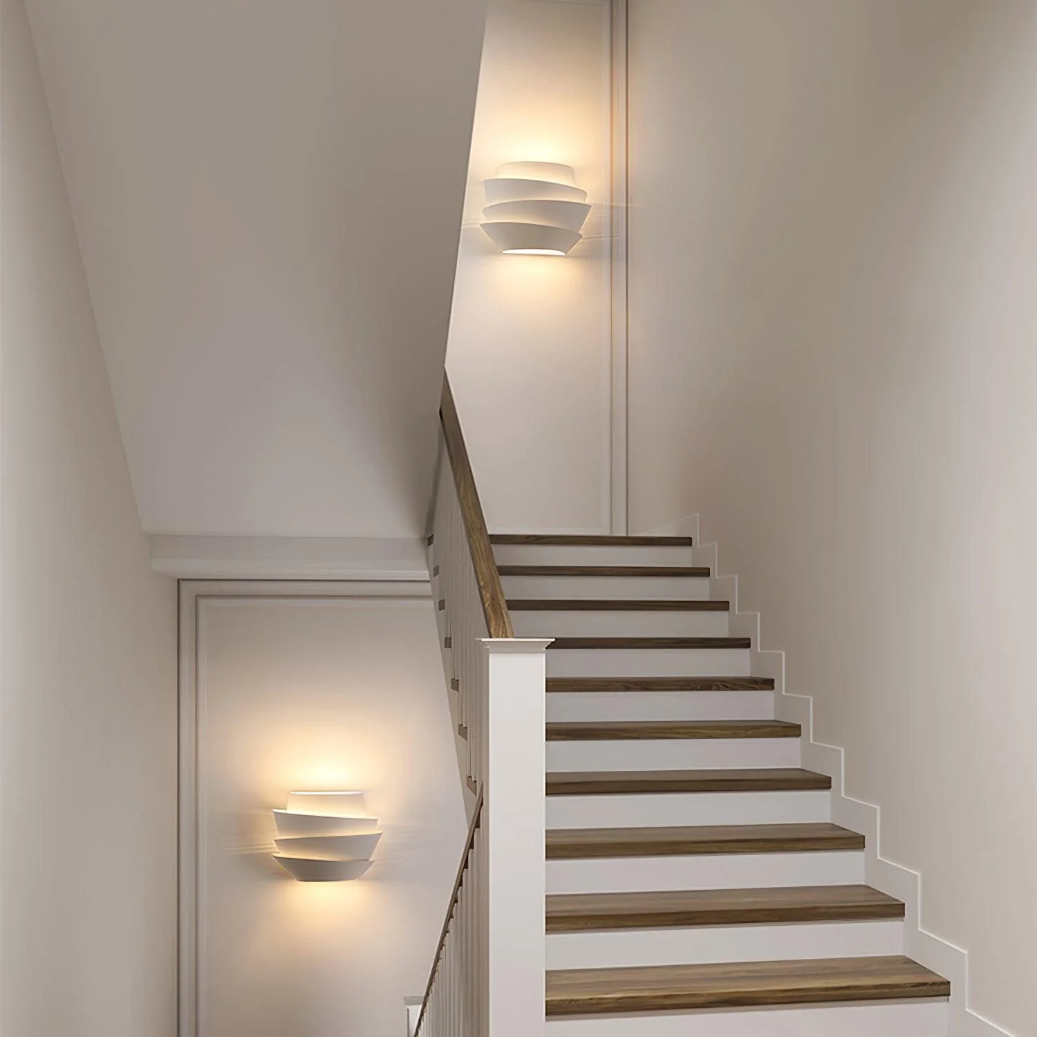 Modern French-Inspired Tiered Wall Light �C Sculptural LED Sconce in Matte Finish