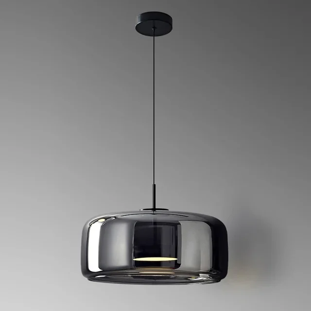 Pendant Light | Amber Glass & Brushed Metal | Warm Ambient Lighting | Living Room Focal Point