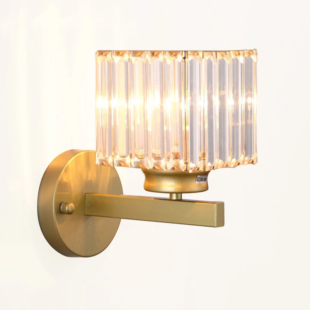 Modern Crystal Wall Light with Ribbed Glass Shade �C Square & Round Options Available