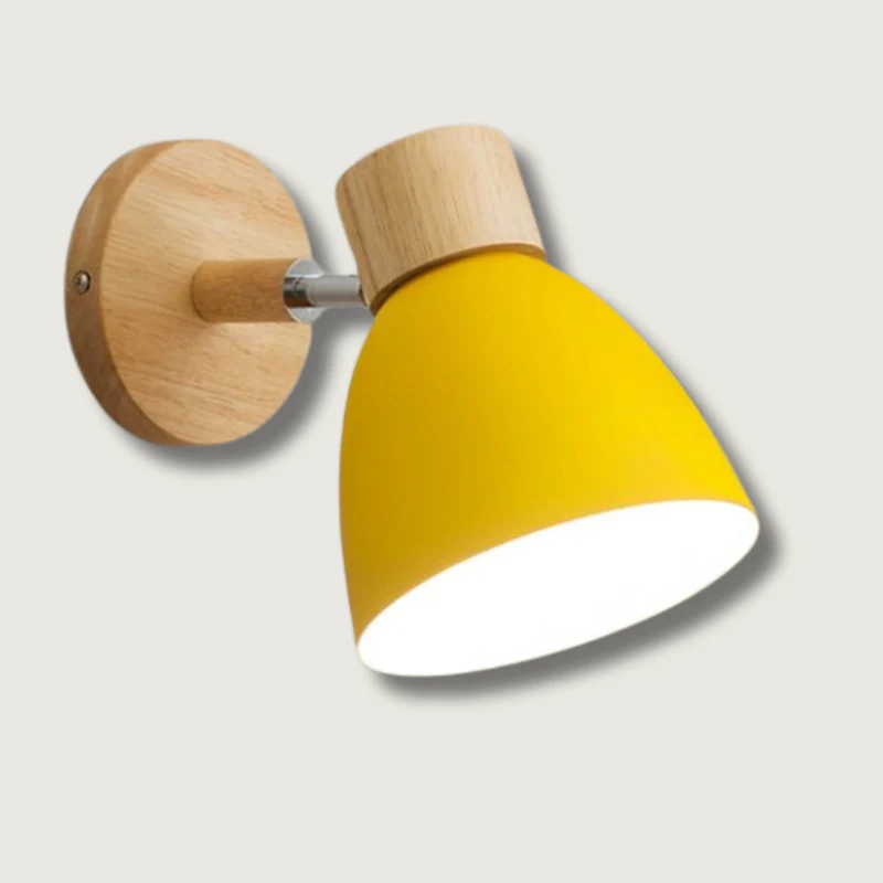 Modern Scandinavian Wood & Metal Wall Lamp �C Adjustable Reading Sconce Light