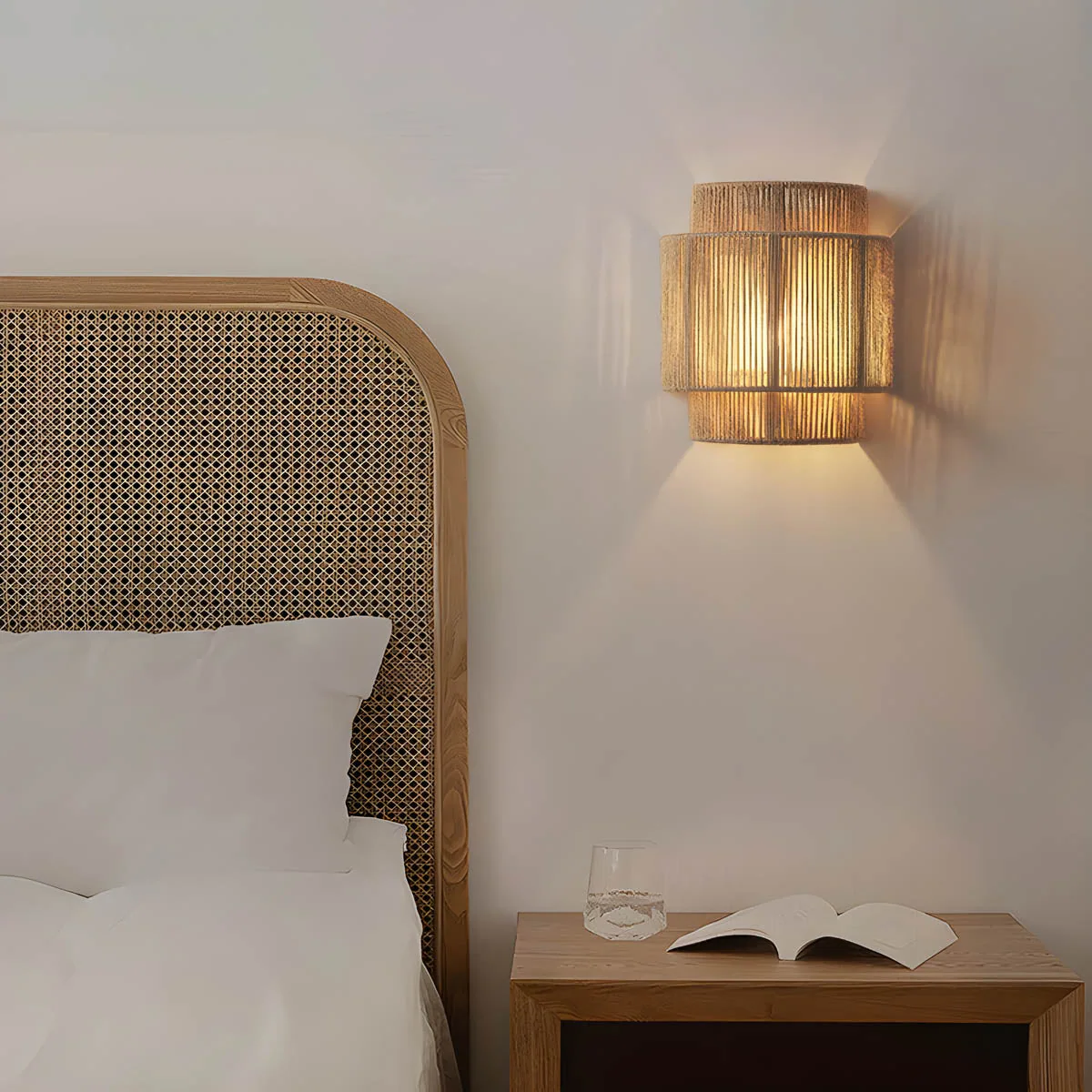 Modern Rustic Rope Wall Sconce with Organic Cage Design