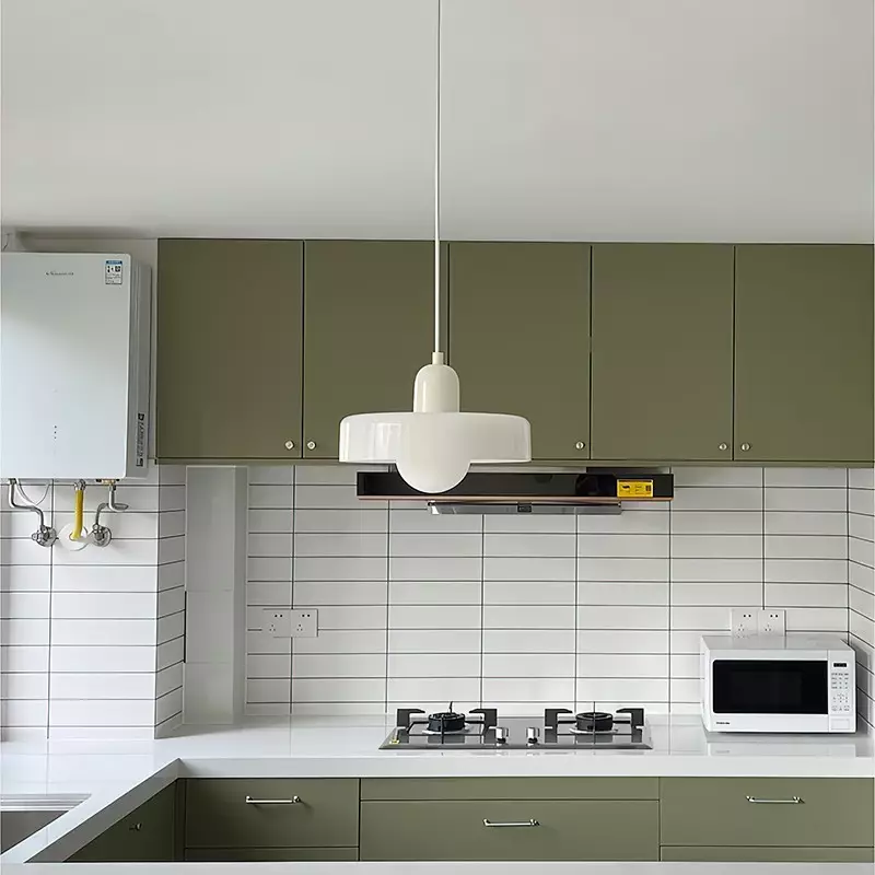 Modern Bauhaus Pendant Light with Glossy Glass Shade