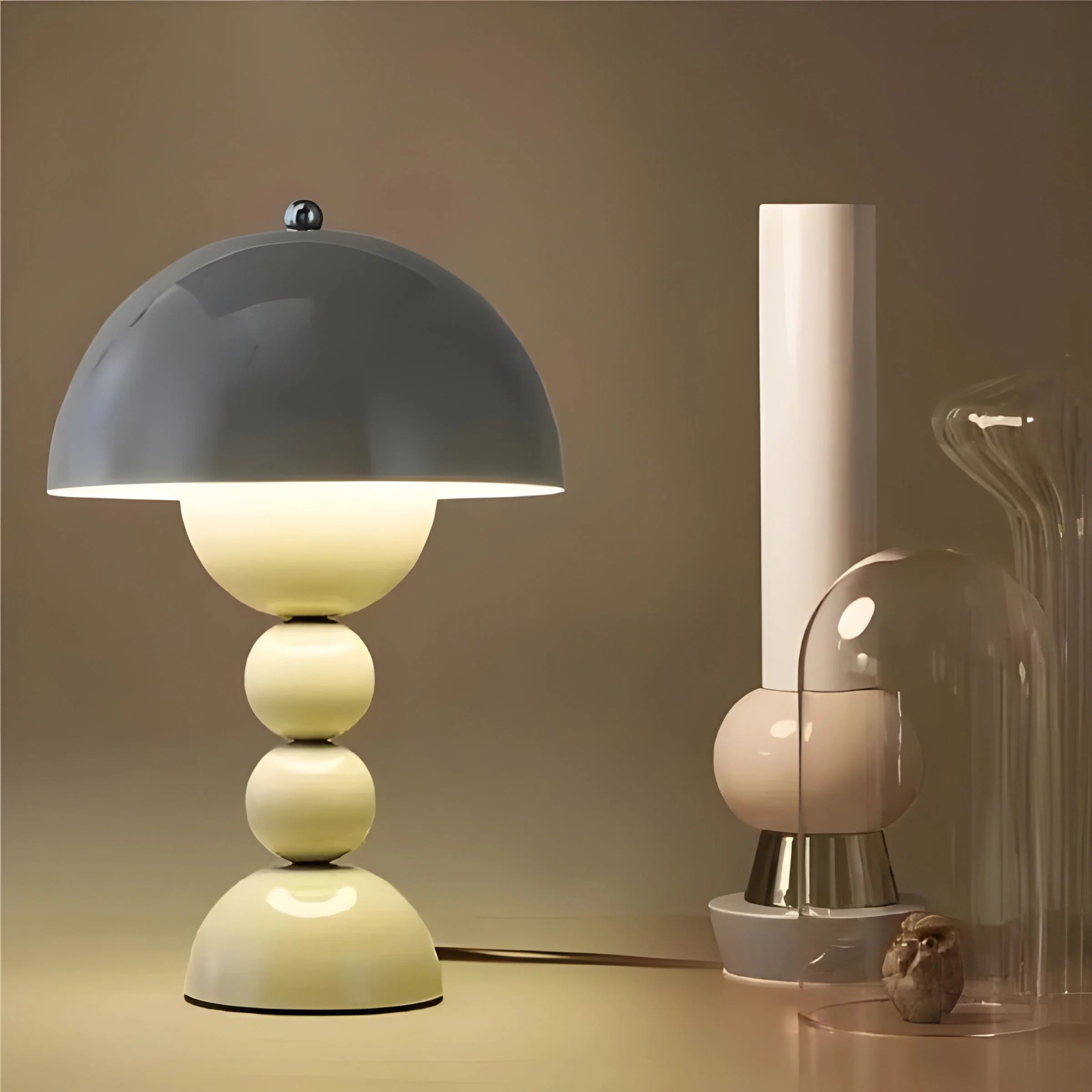 Scandinavian Design Table Lamp with Dimmable LED and Glossy Finish