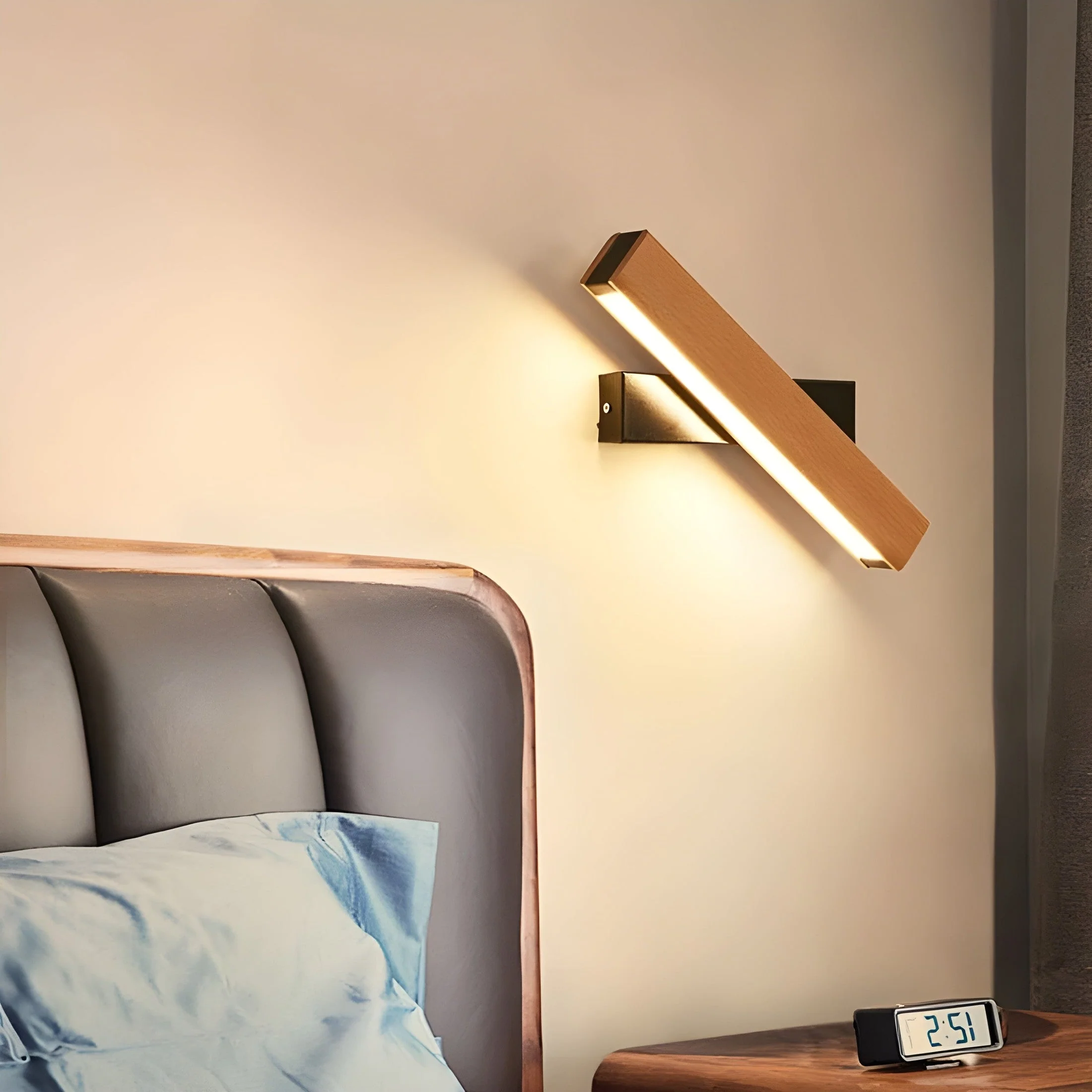 Modern Scandinavian Wooden LED Wall Light �C Minimalist Adjustable Wall Sconce