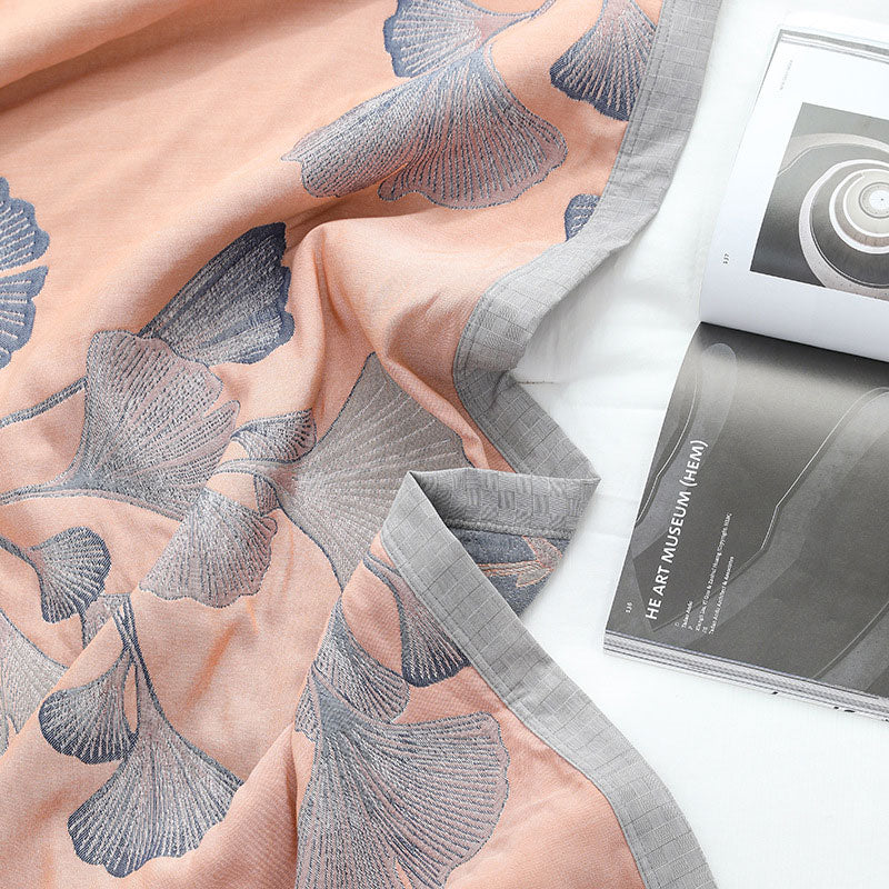 Reversible Ginkgo Leaf Quilt �?Cotton & Soybean Gauze �?Lightweight