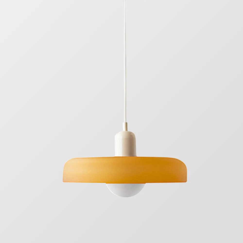 Modern Bauhaus Pendant Light with Glossy Glass Shade