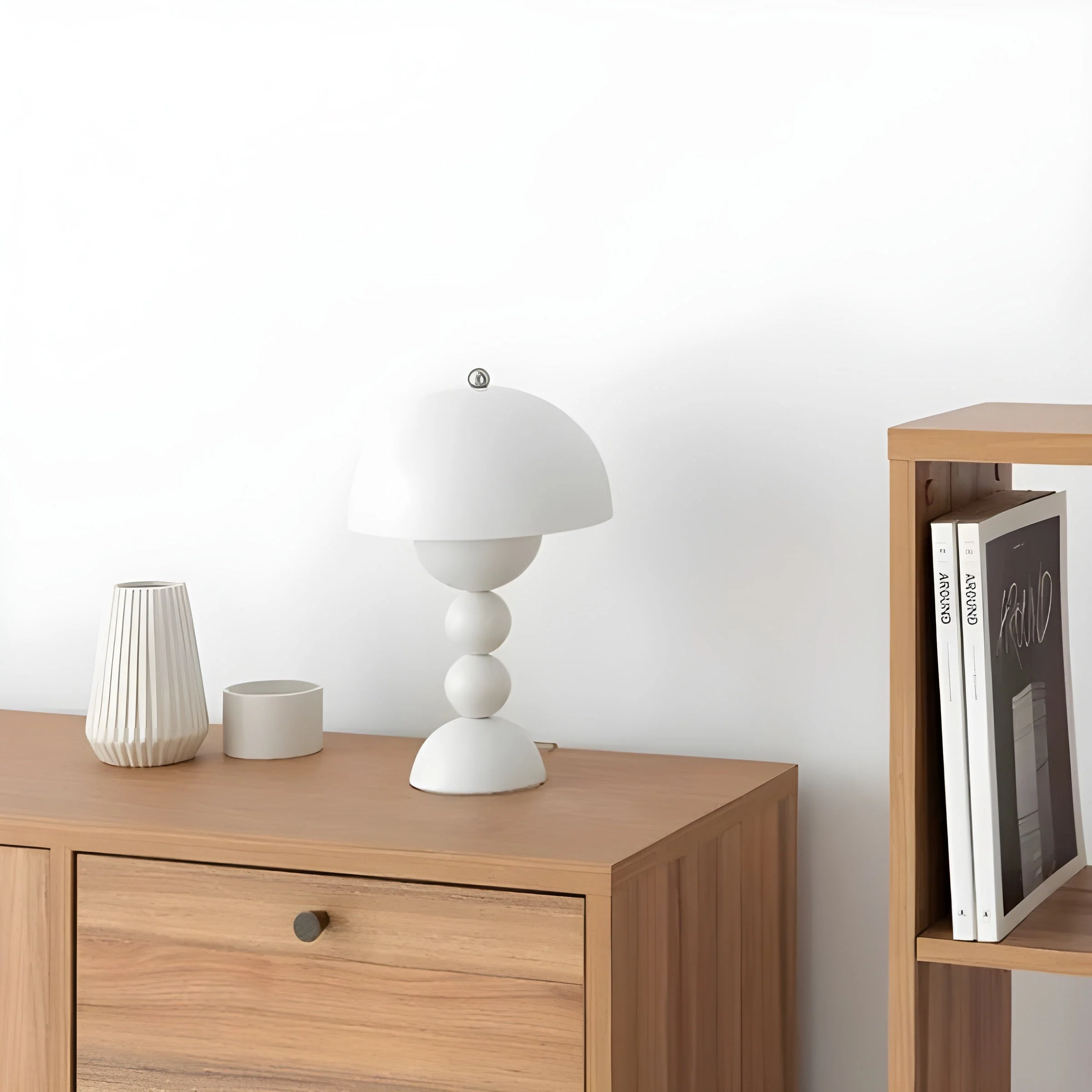 Scandinavian Design Table Lamp with Dimmable LED and Glossy Finish