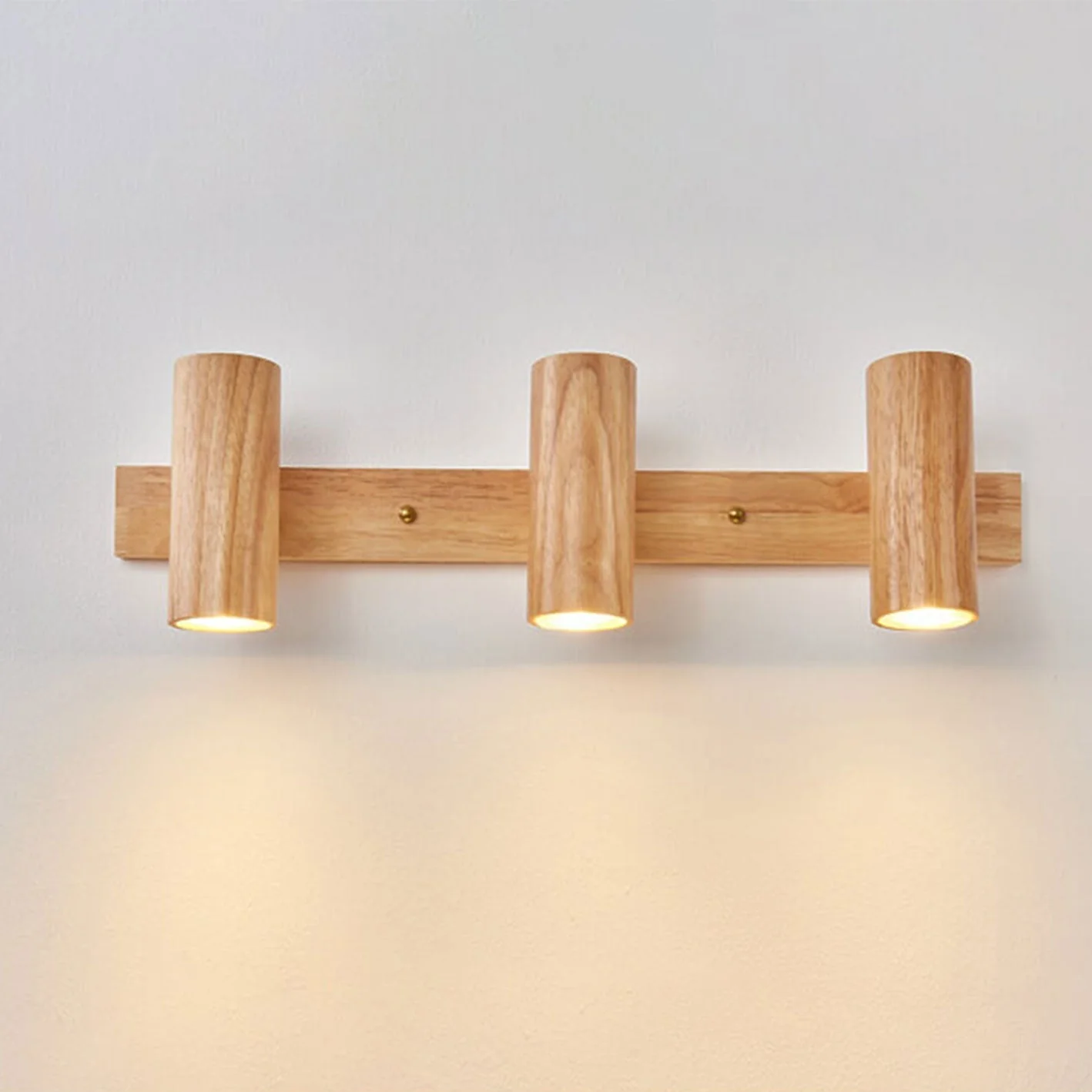Modern Wooden Wall Light with Built-in LED �C Minimalist Sconce in 1/3/4 Spot Designs